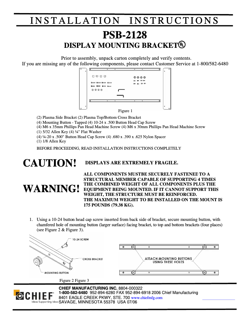 Page 1 de la notice Manuel utilisateur Chief PWR2128B