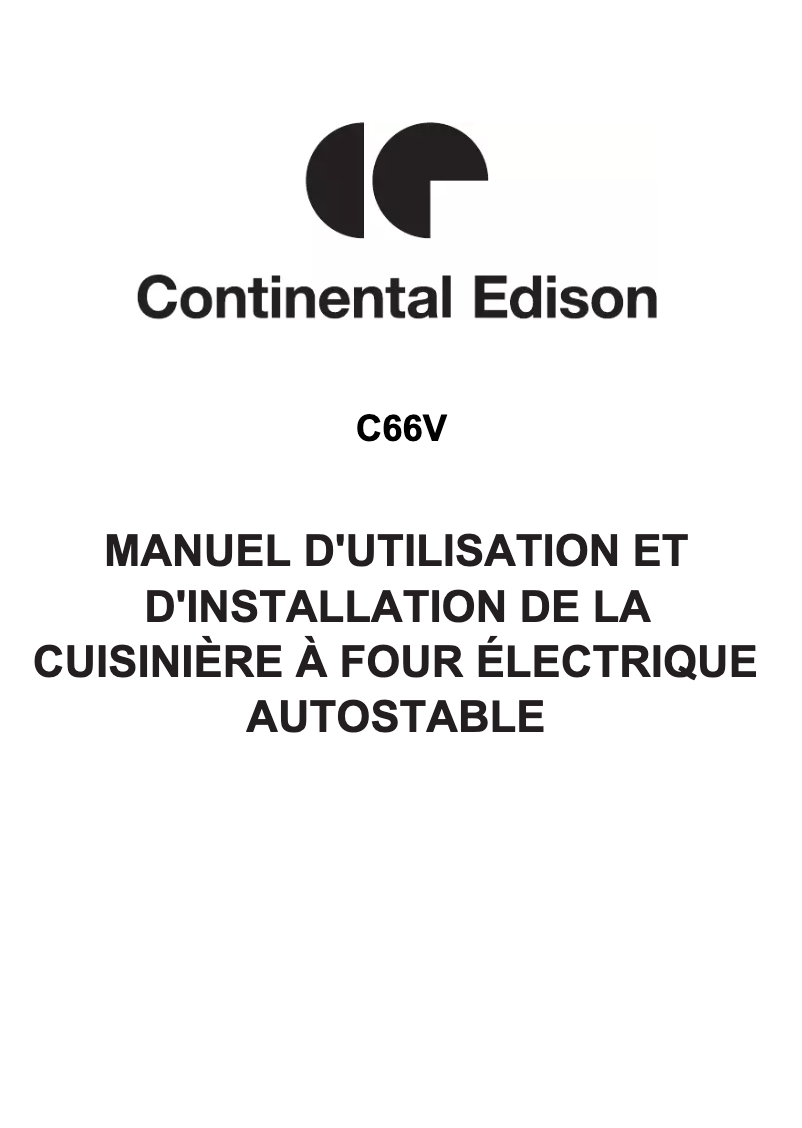 Page n°1 - Manuel utilisateur Continental Edison C66V