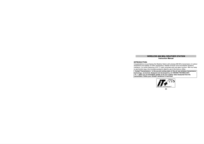 Page 1 de la notice Manuel utilisateur La Crosse Technology WS9132