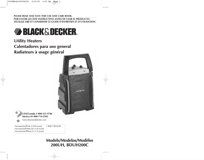 Página 1 del manual Manual de usuario Black & Decker BDUH200C