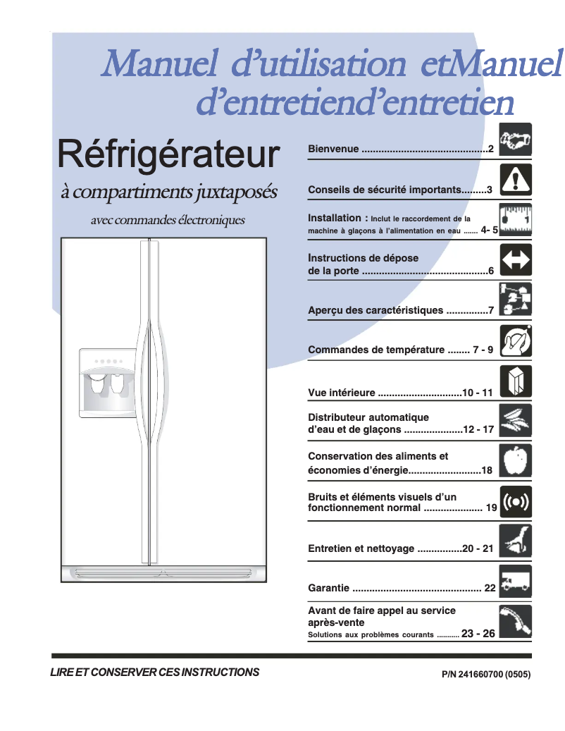 Page n°1 - Manuel utilisateur Frigidaire PLHS39EESS