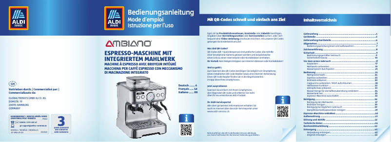 Page 1 de la notice Manuel utilisateur Ambiano GT-EMG-01-CH