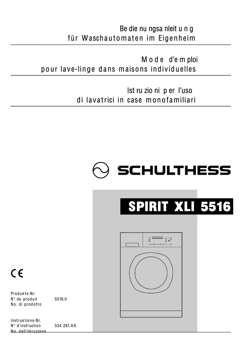 Page 1 de la notice Manuel utilisateur Schulthess Spirit XLI 5516