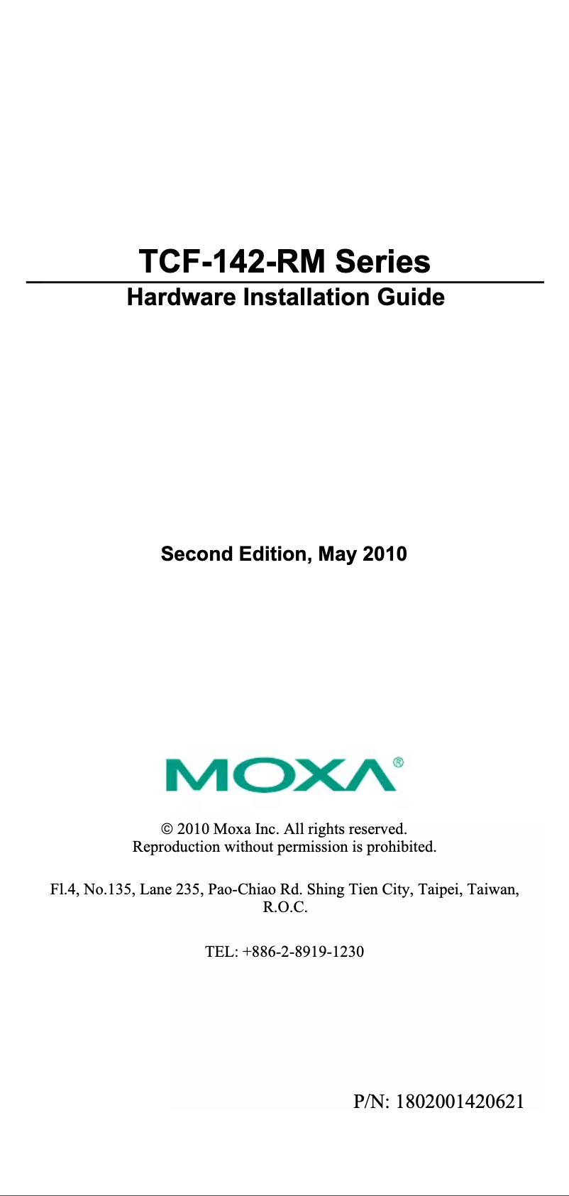 Página 1 del manual Manual de usuario Moxa TCF-142-M-ST-RM