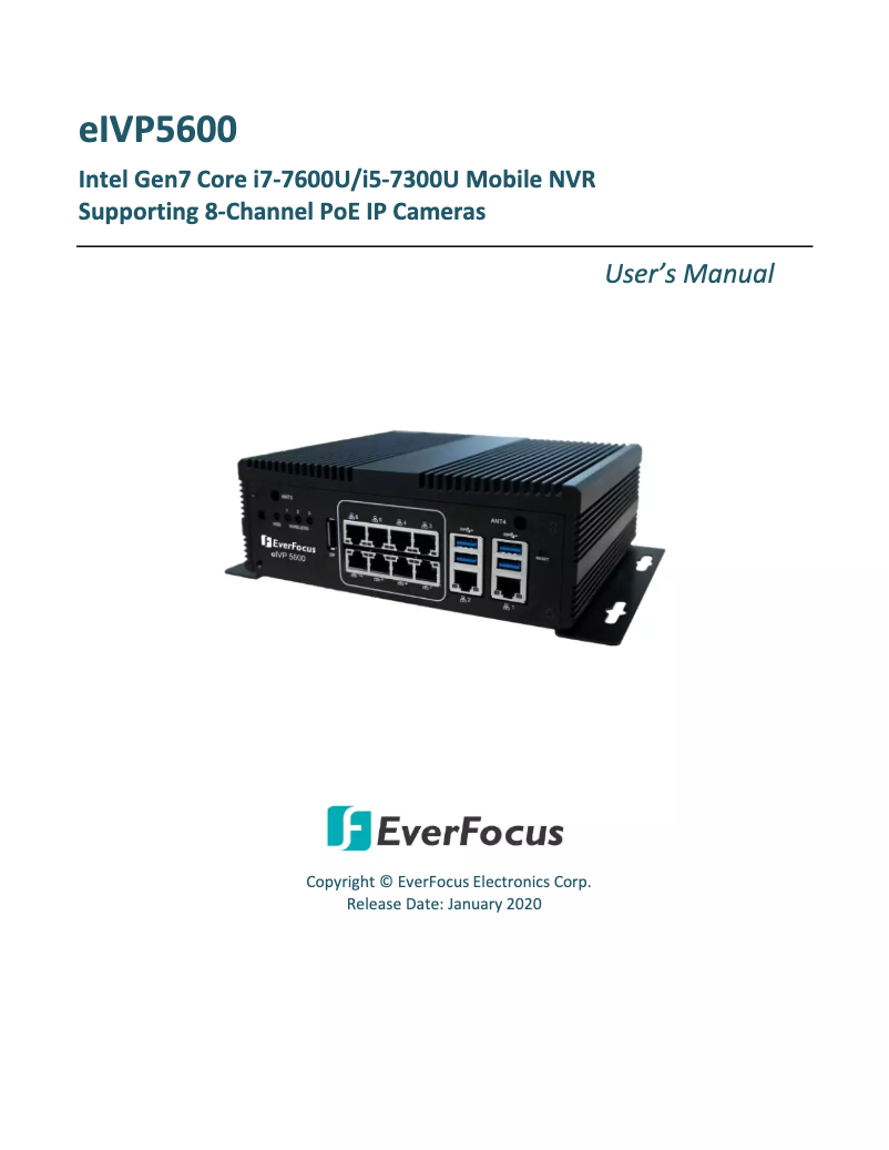 Page n°1 - Manuel utilisateur EverFocus EIVP-KBU-IV-V0004