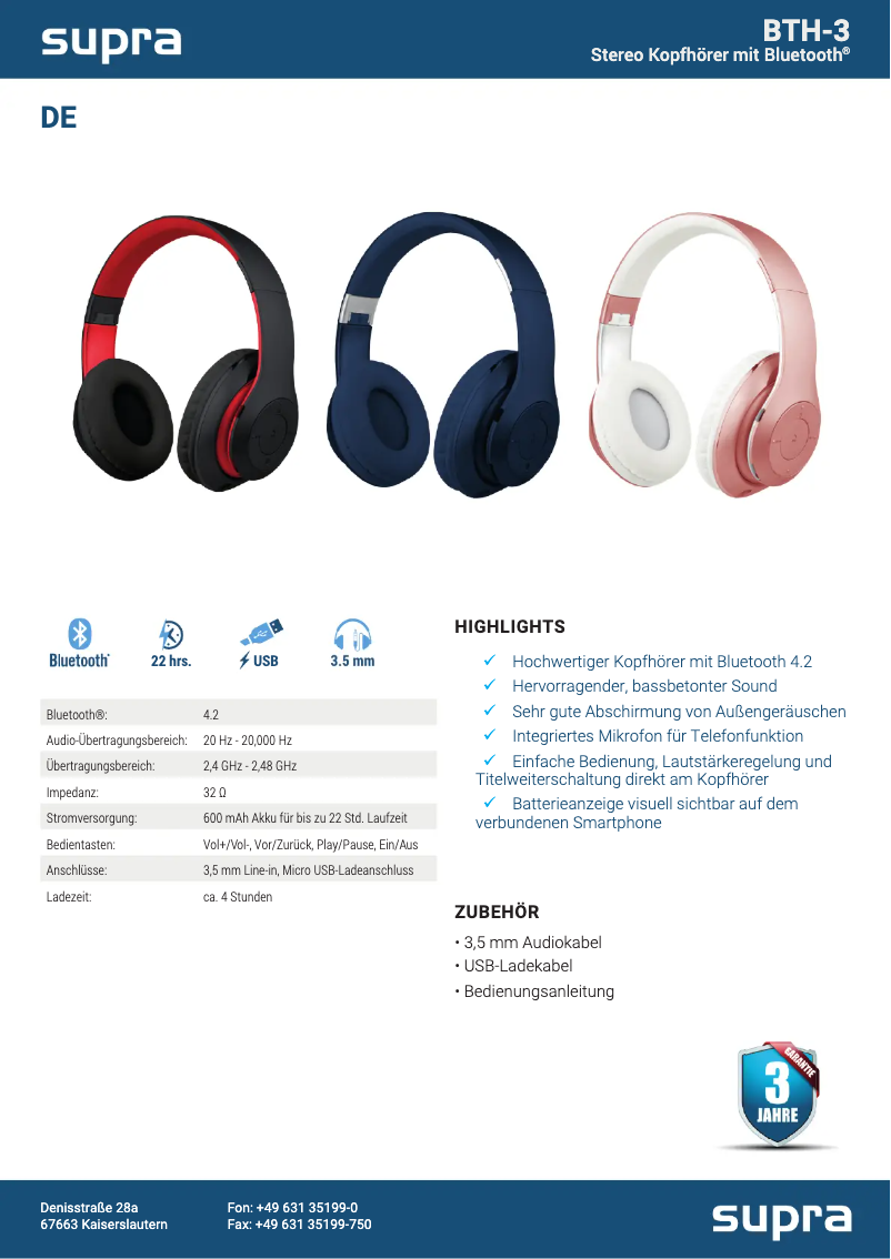 Image de la première page du manuel de l'appareil BTH-3