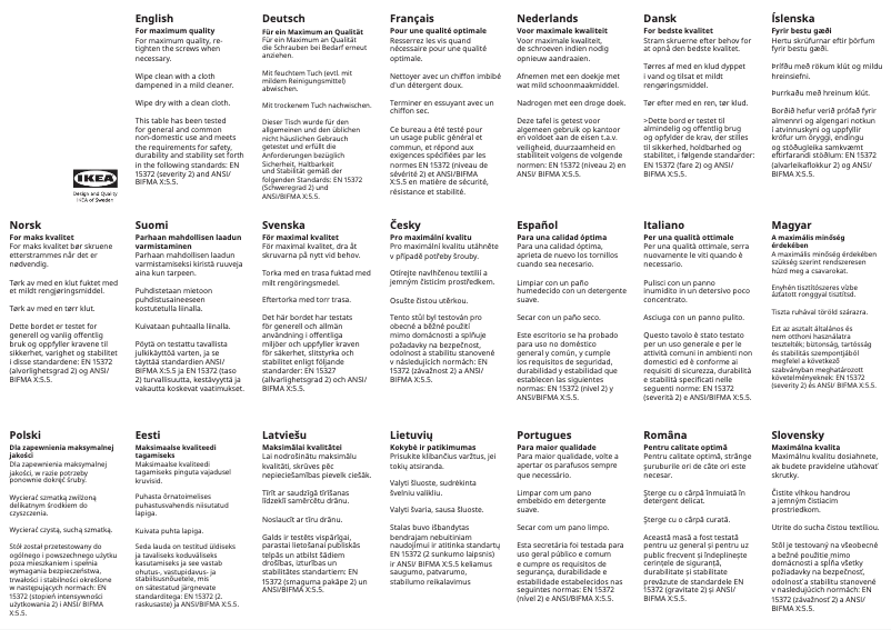 Page 1 de la notice Manuel utilisateur Ikea MITTZON 805.279.51