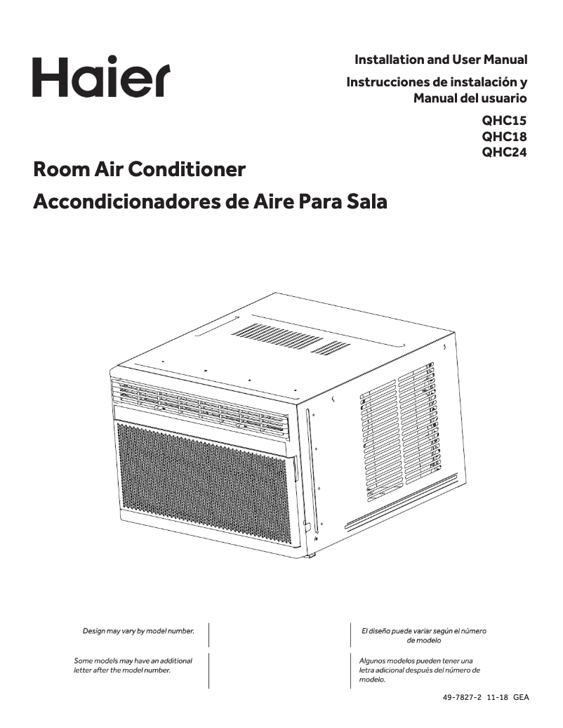 Page 1 de la notice Manuel d'utilisation et d'entretien Haier QHC24DX