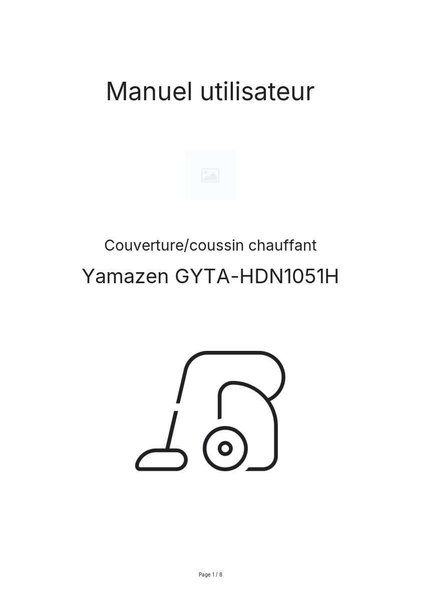 Page n°1 - Manuel utilisateur Yamazen GYTA-HDN1051H