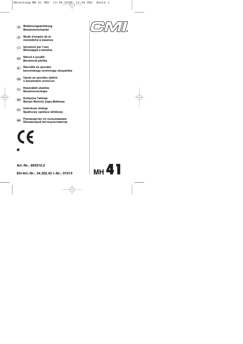 Page 1 de la notice Manuel utilisateur CMI MH 41