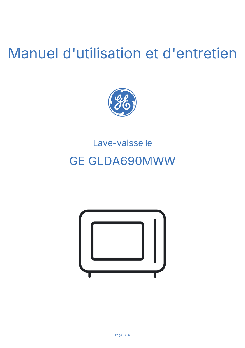 Page n°1 - Manuel d'utilisation et d'entretien GE GLDA690MWW