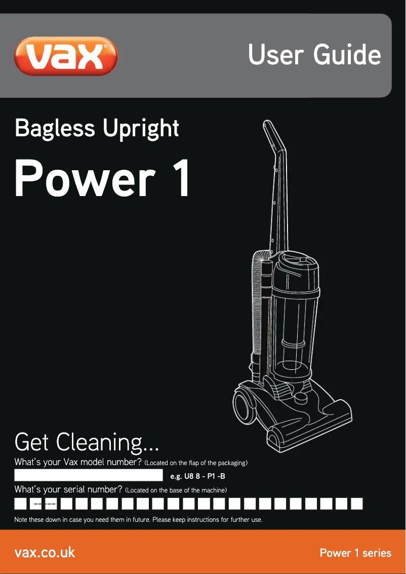 Página 1 del manual Manual de usuario Vax Power 1 U91-P1