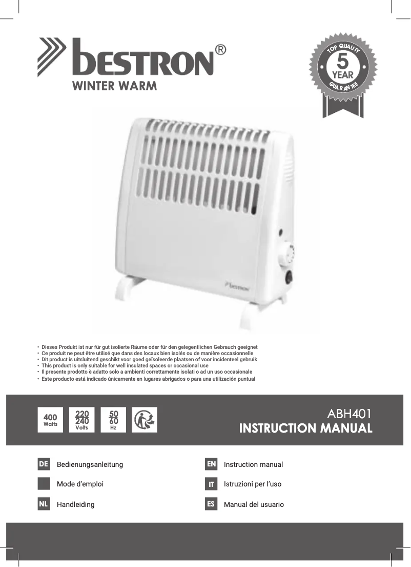 Página 1 del manual Manual de usuario Bestron ABH401