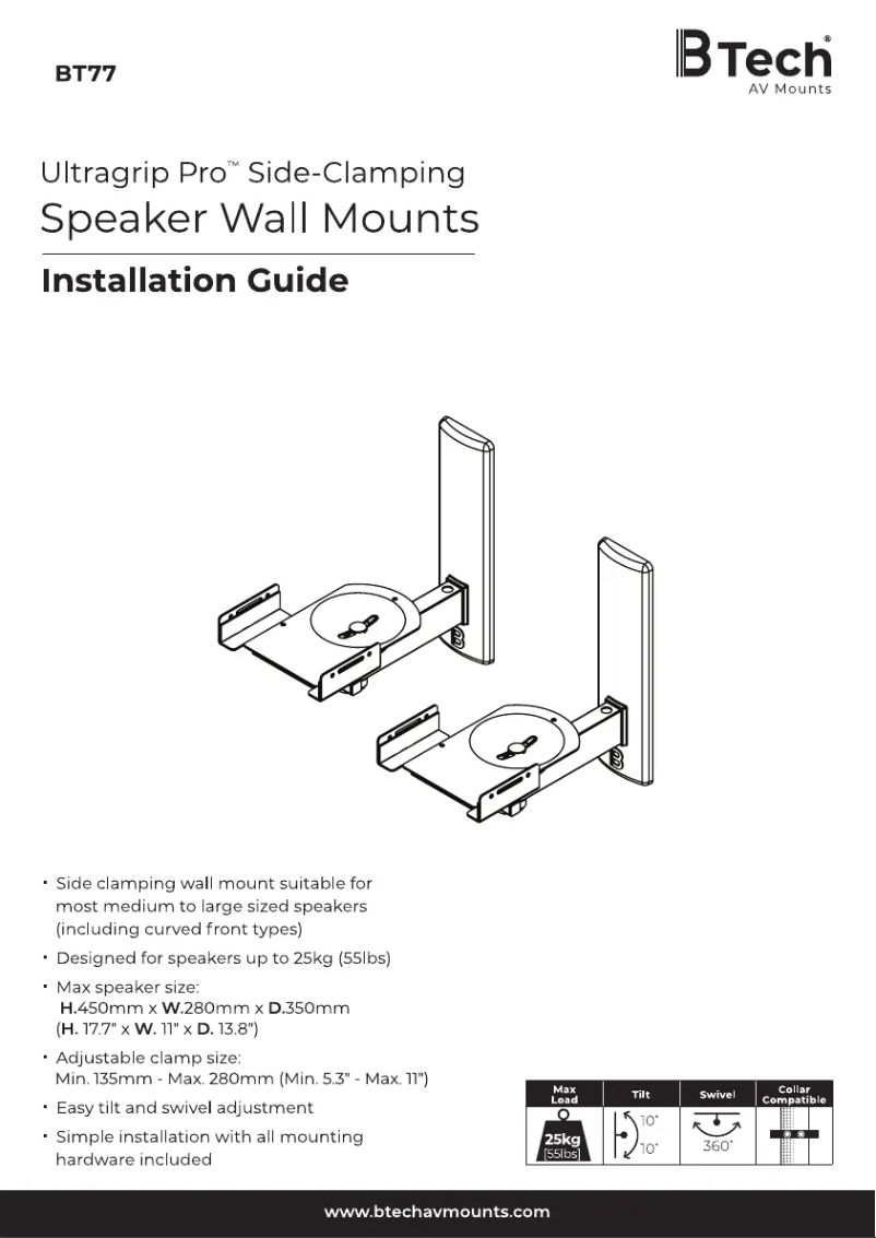 Page 1 de la notice Guide d'installation B-Tech BT77