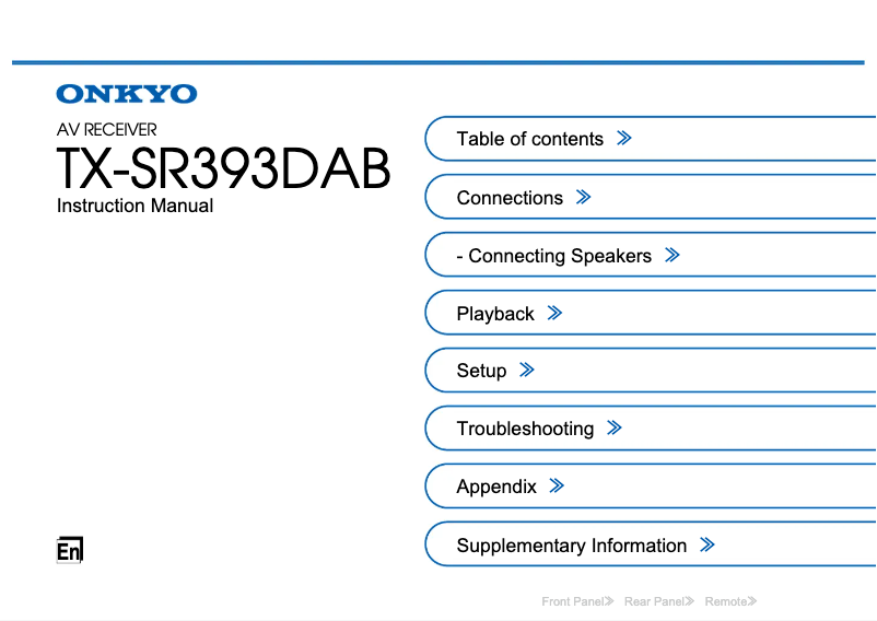Image de la première page du manuel de l'appareil TX-SR393DAB