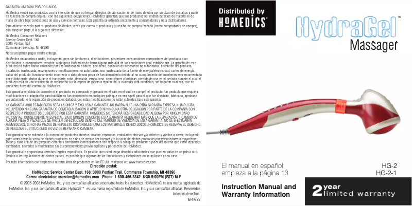 Page n°1 - Manuel utilisateur Homedics HG-2