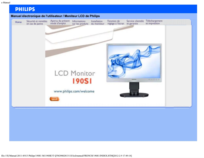 Image de la première page du manuel de l'appareil 190S1SS