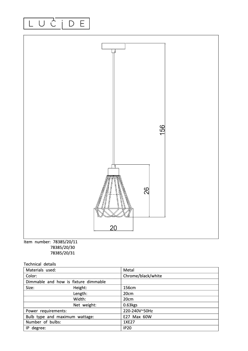 Image de la première page du manuel de l'appareil Kyara 78385/20/11