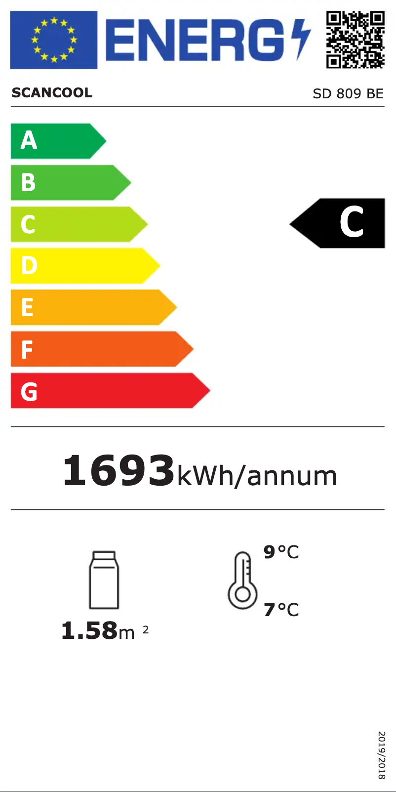 Page n°1 - Label énergétique Scancool SD 809 BE