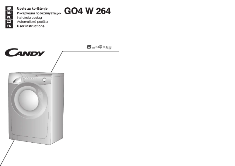 Page n°1 - Manuel utilisateur Candy GO4 W264D-UK