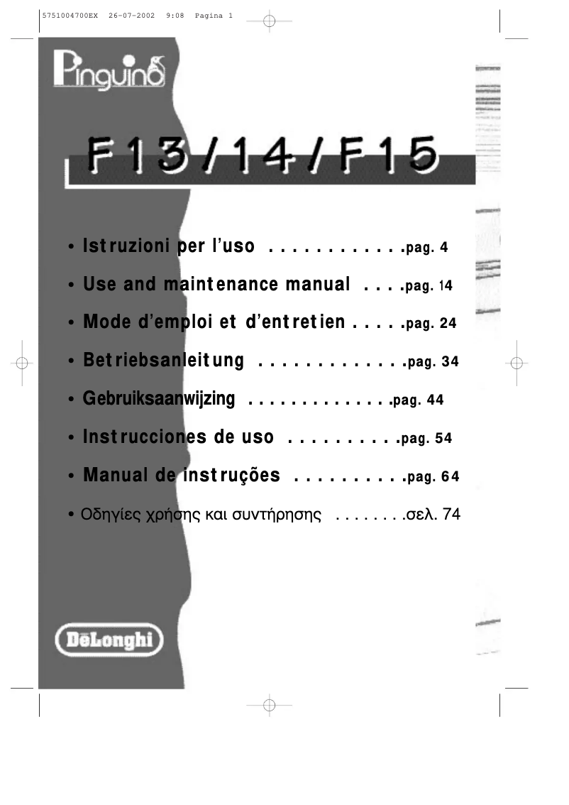 Image de la première page du manuel de l'appareil Pinguino PAC F14