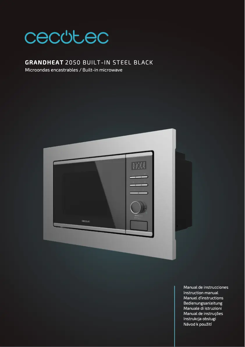 Page 1 de la notice Manuel utilisateur Cecotec Microondas GrandHeat 2050 Built-in