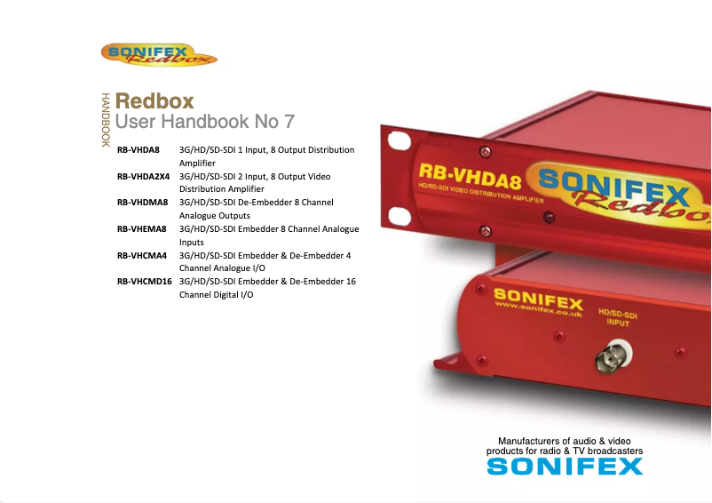 Page n°1 - Manuel utilisateur Sonifex Redbox RB-VHDMA8