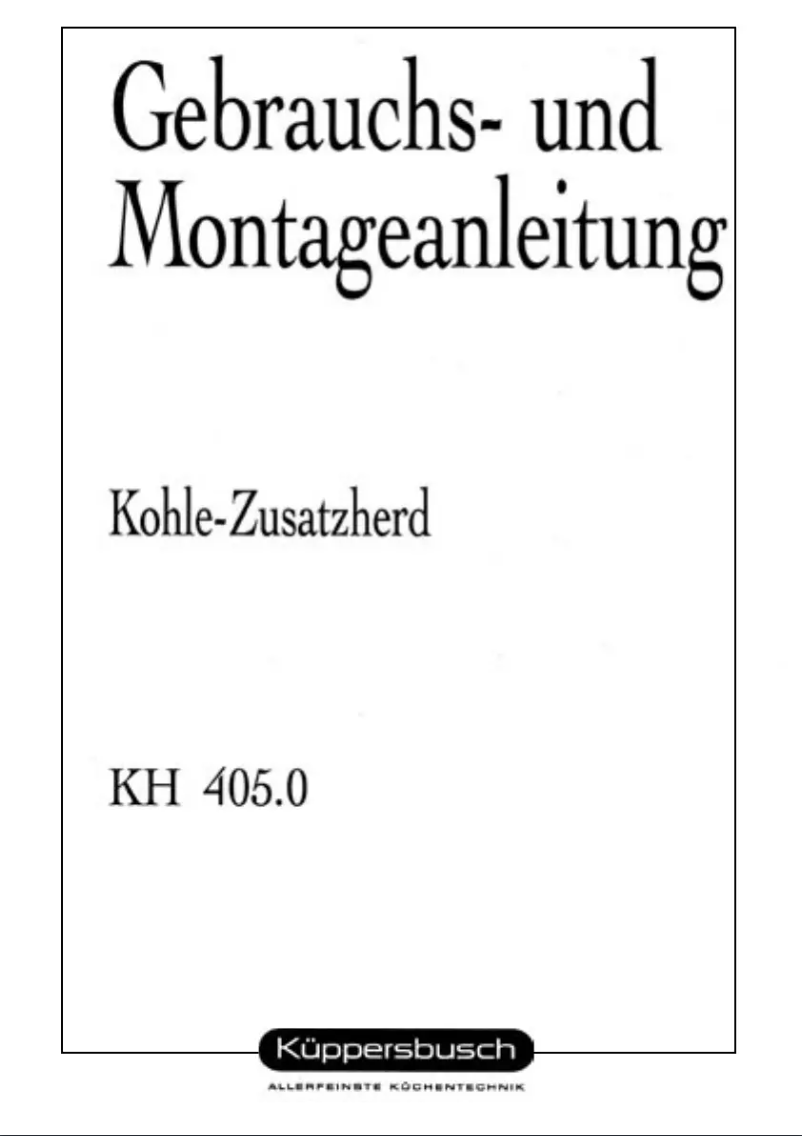 Image de la première page du manuel de l'appareil KH 405.0