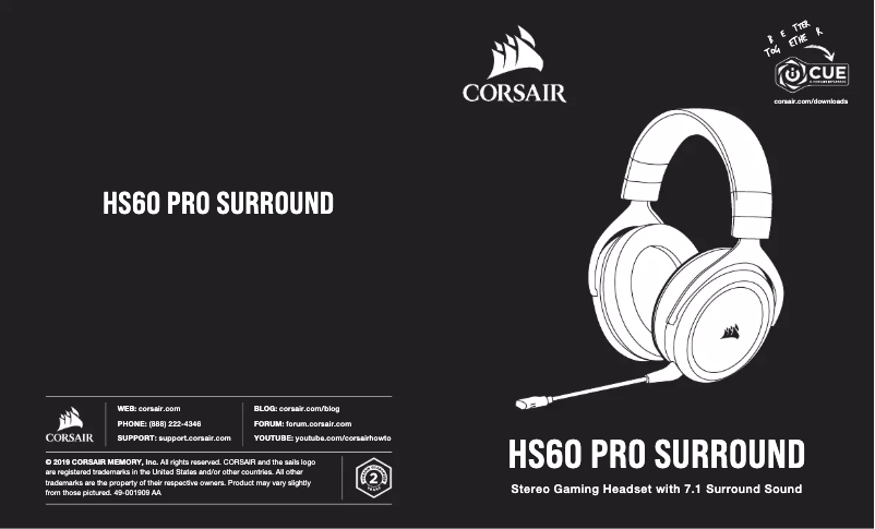Page 1 de la notice Manuel utilisateur Corsair HS50 Pro Stereo