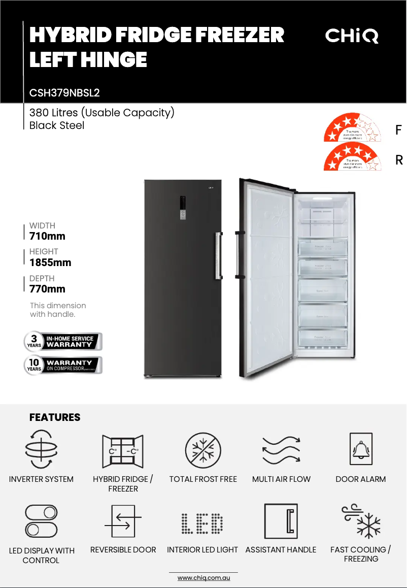 Page 1 de la notice Fiche technique CHiQ CSH379NBSL2