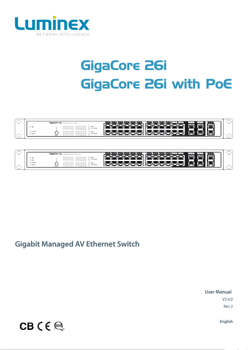 Page 1 de la notice Manuel utilisateur Luminex GigaCore 26i