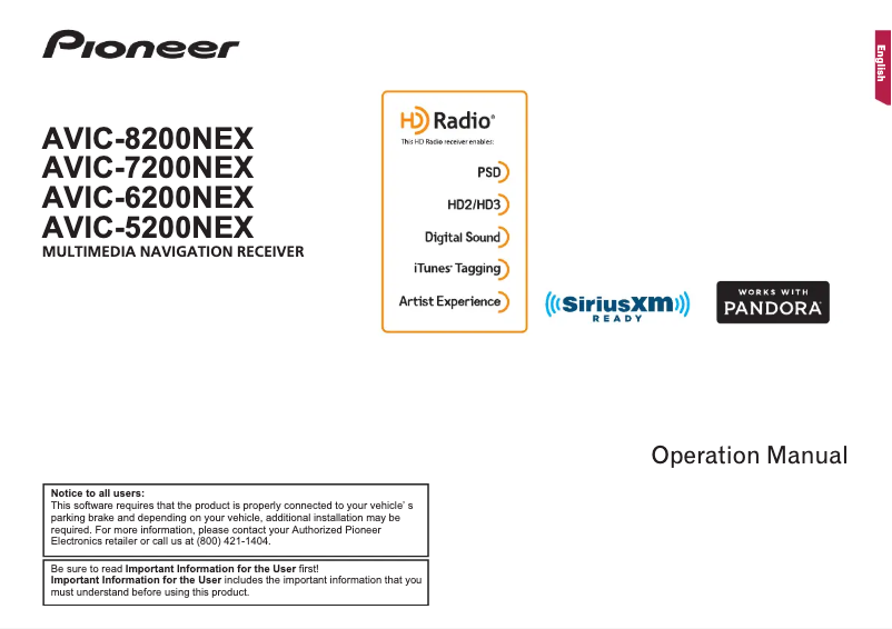 Page 1 de la notice Manuel utilisateur Pioneer AVIC-5200NEX
