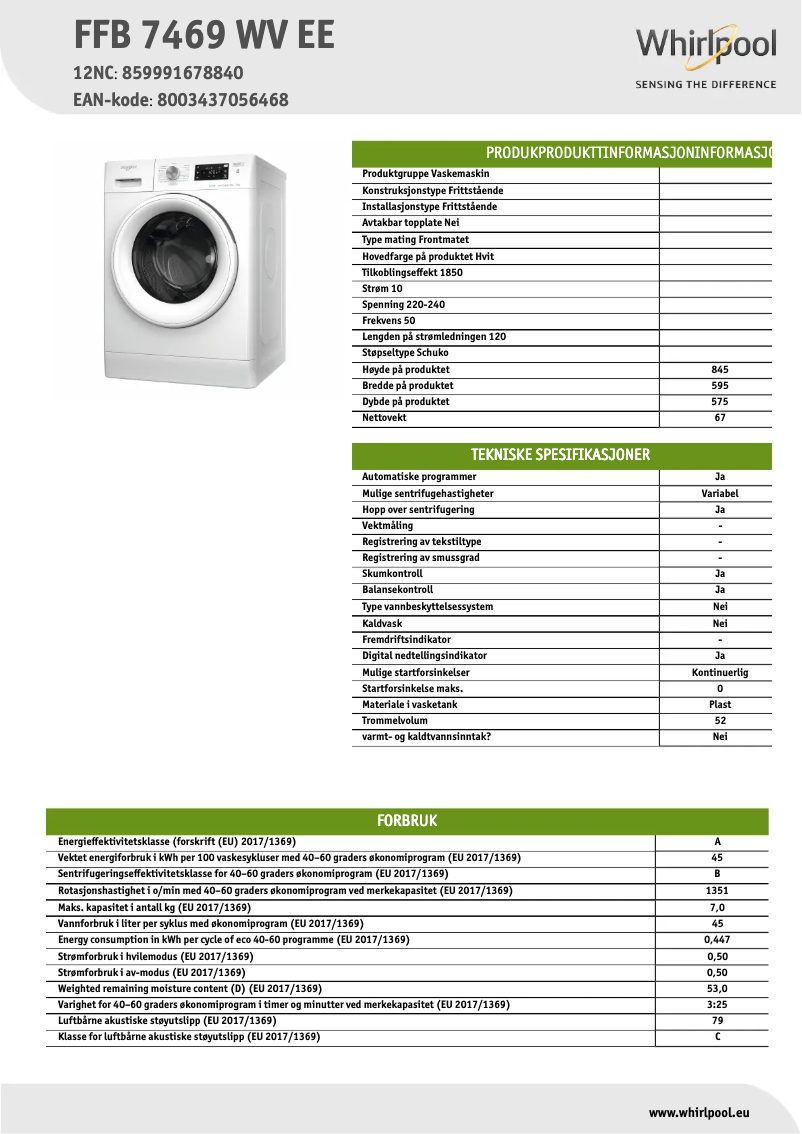 Image de la première page du manuel de l'appareil FFB 7469 WV EE