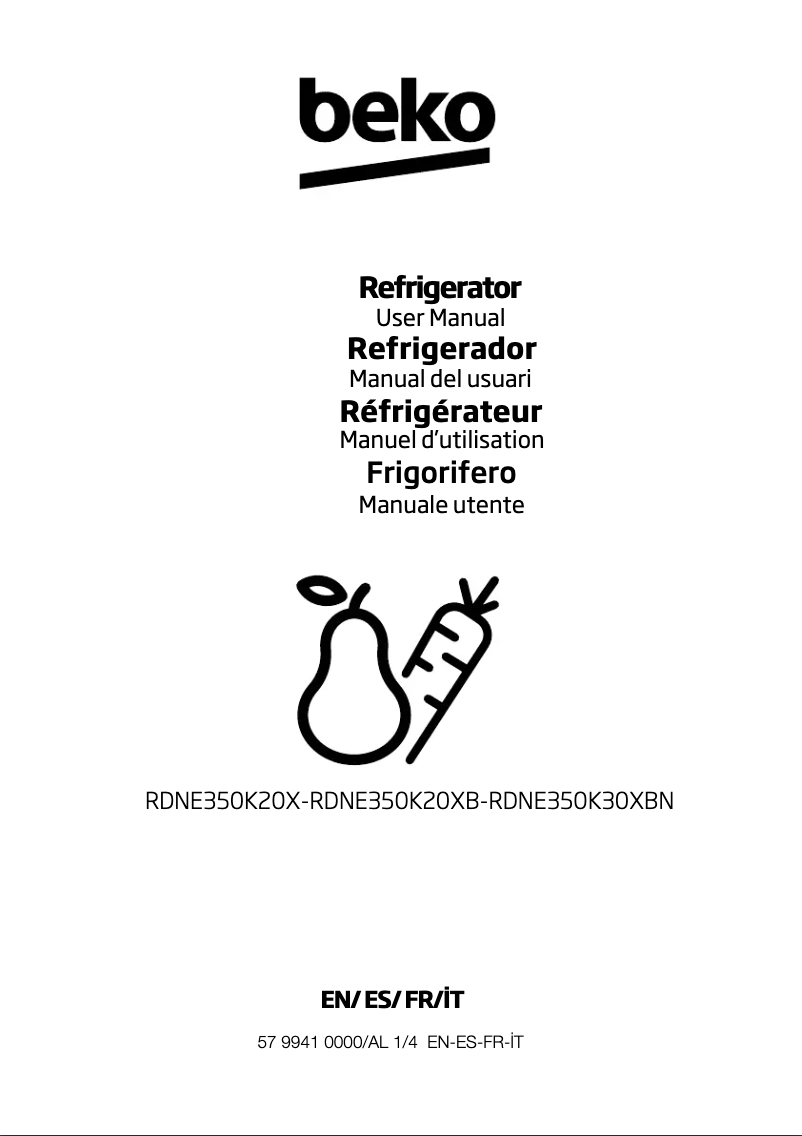 Page 1 de la notice Manuel utilisateur Beko RDNE350K30XBN