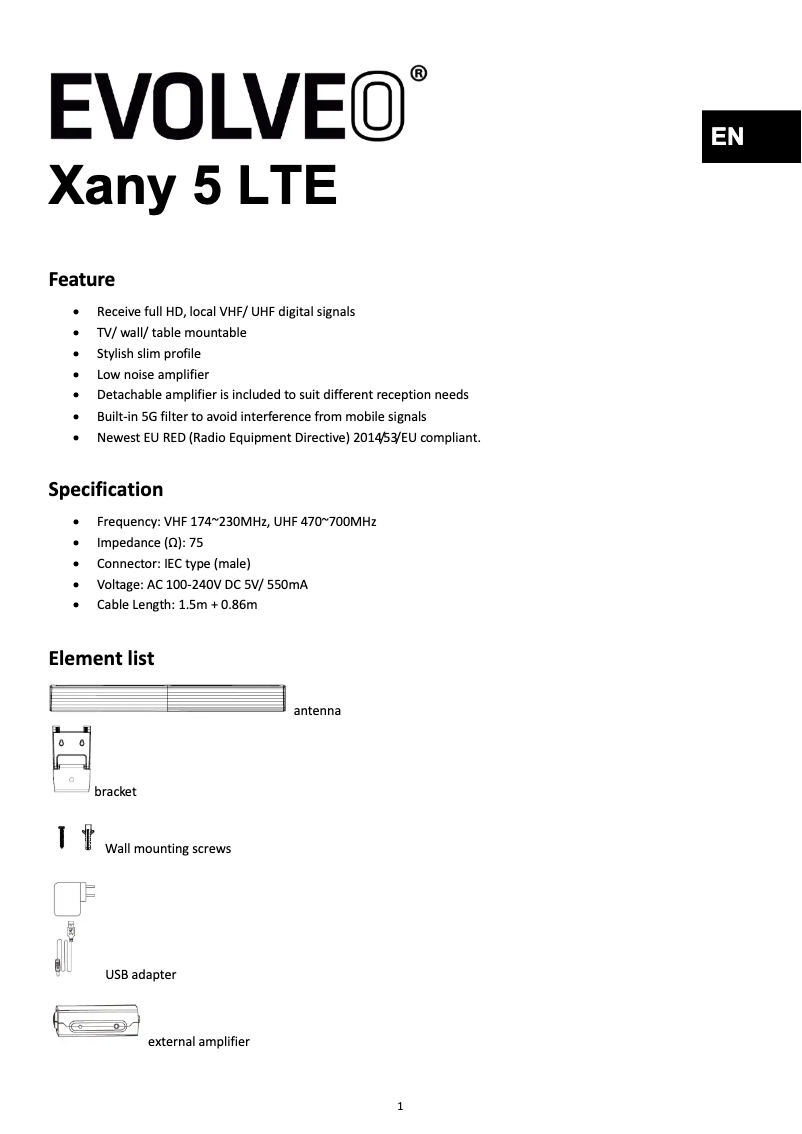 Image de la première page du manuel de l'appareil Xany 5 LTE