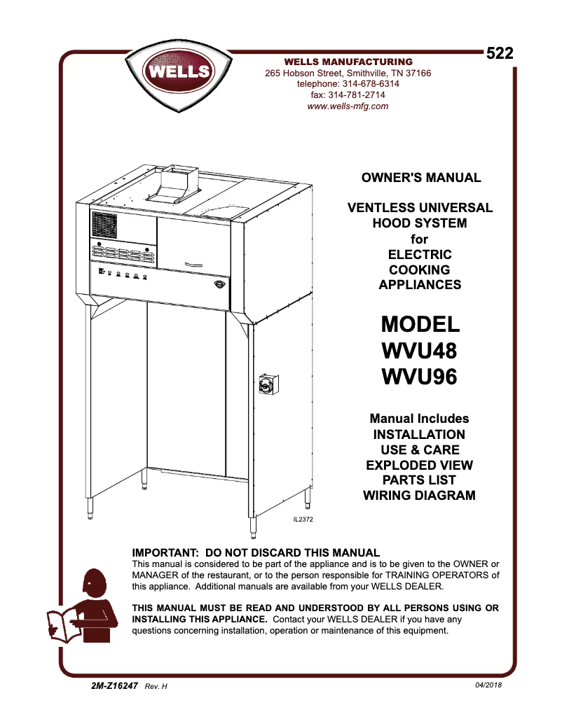 Page 1 de la notice Manuel utilisateur Wells WVU96