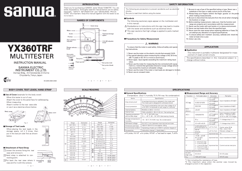 Imagen de la primera página del manual del dispositivo YX360TRF