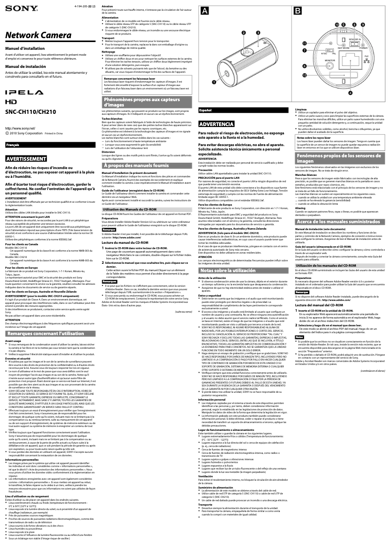 Página 1 del manual Manual de instrucciones Sony SNC-CH210