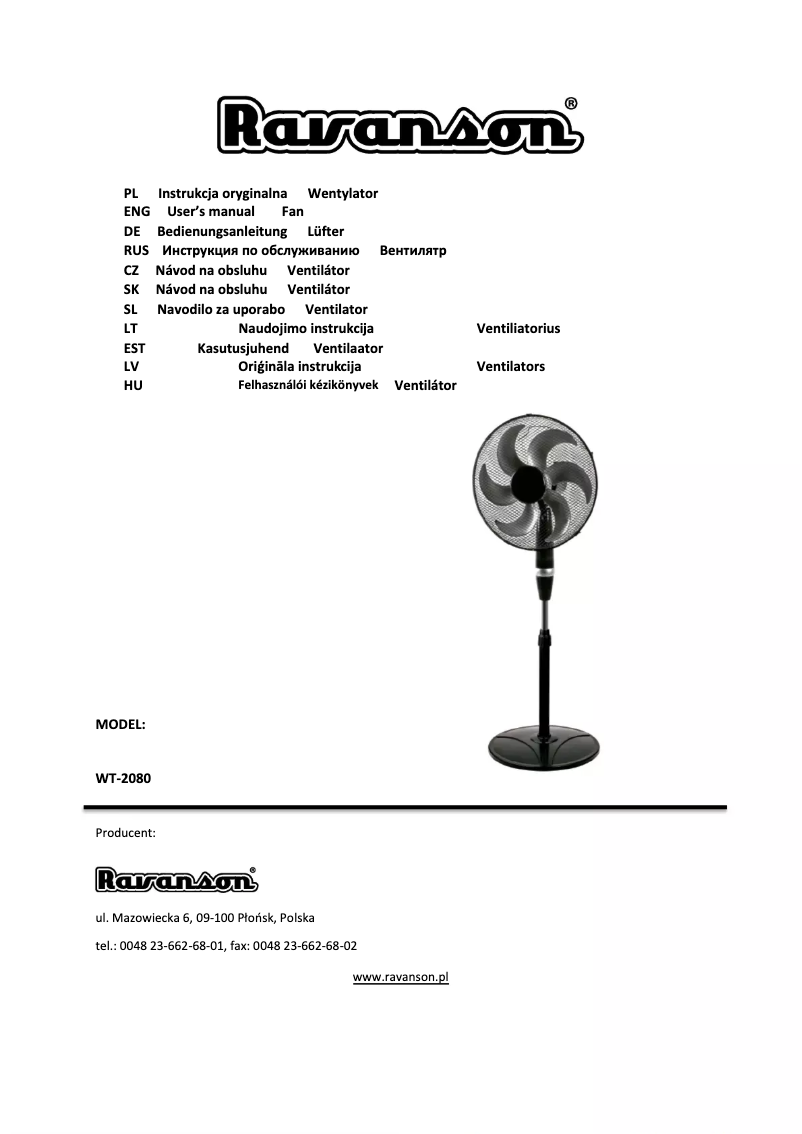 Image de la première page du manuel de l'appareil WT-2080