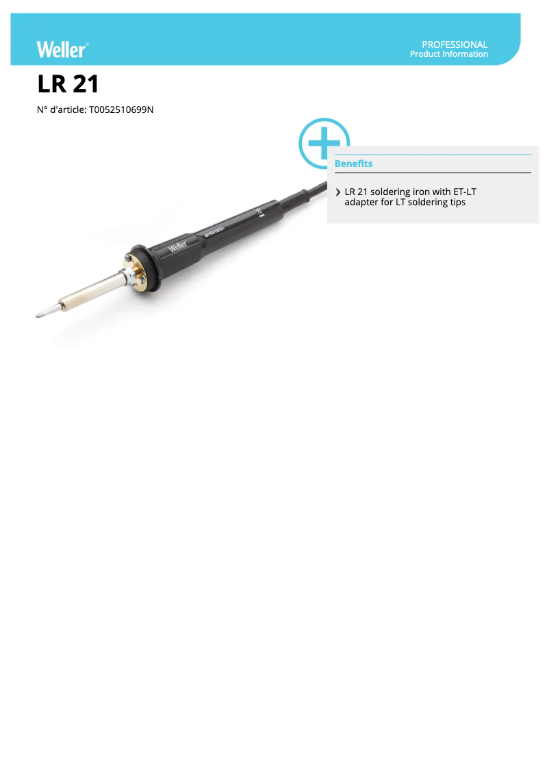 Page n°1 - Fiche technique Weller LR 21