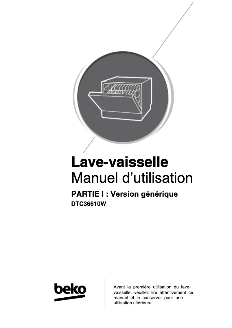 Image de la première page du manuel de l'appareil DTC36610W