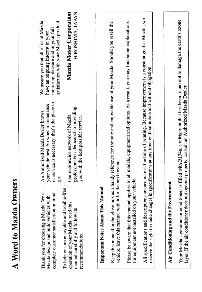Page 1 de la notice Manuel utilisateur Mazda MX-5 (2000)