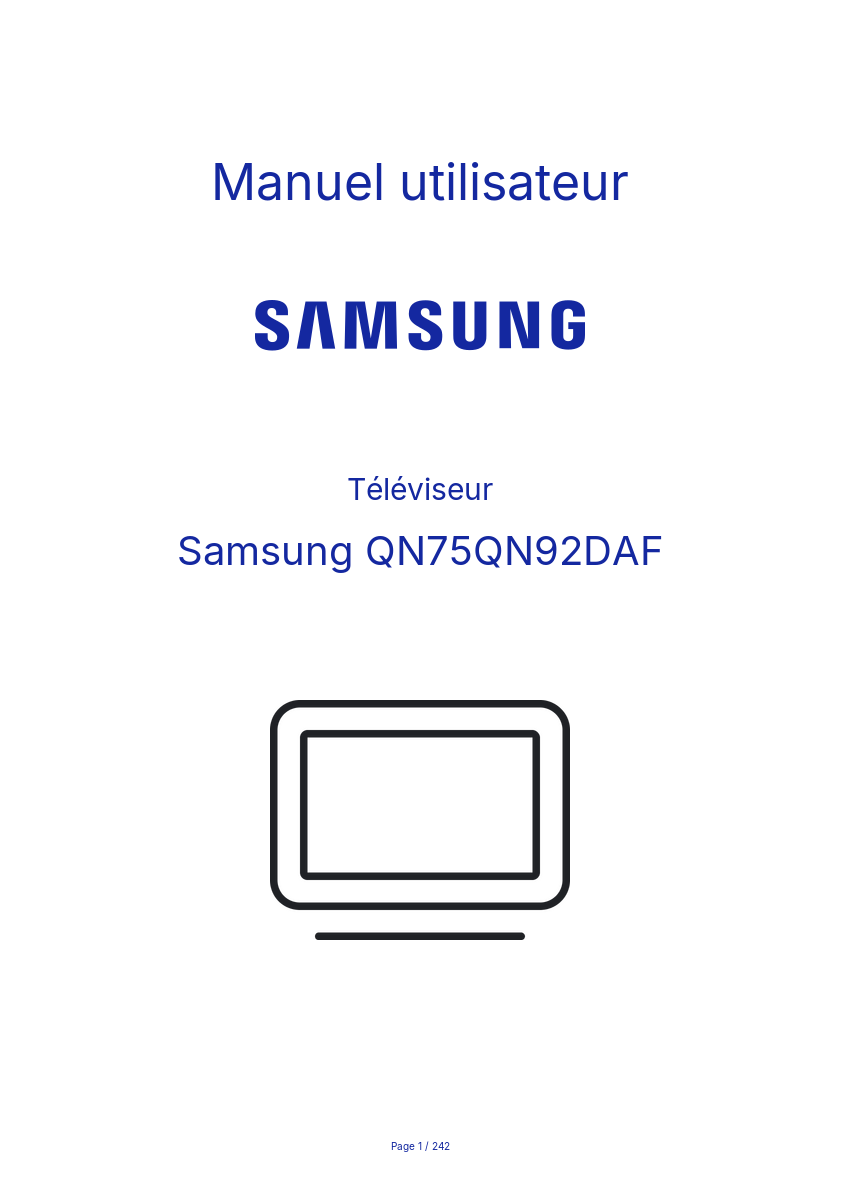 Page 1 de la notice Manuel utilisateur Samsung QN75QN92DAF
