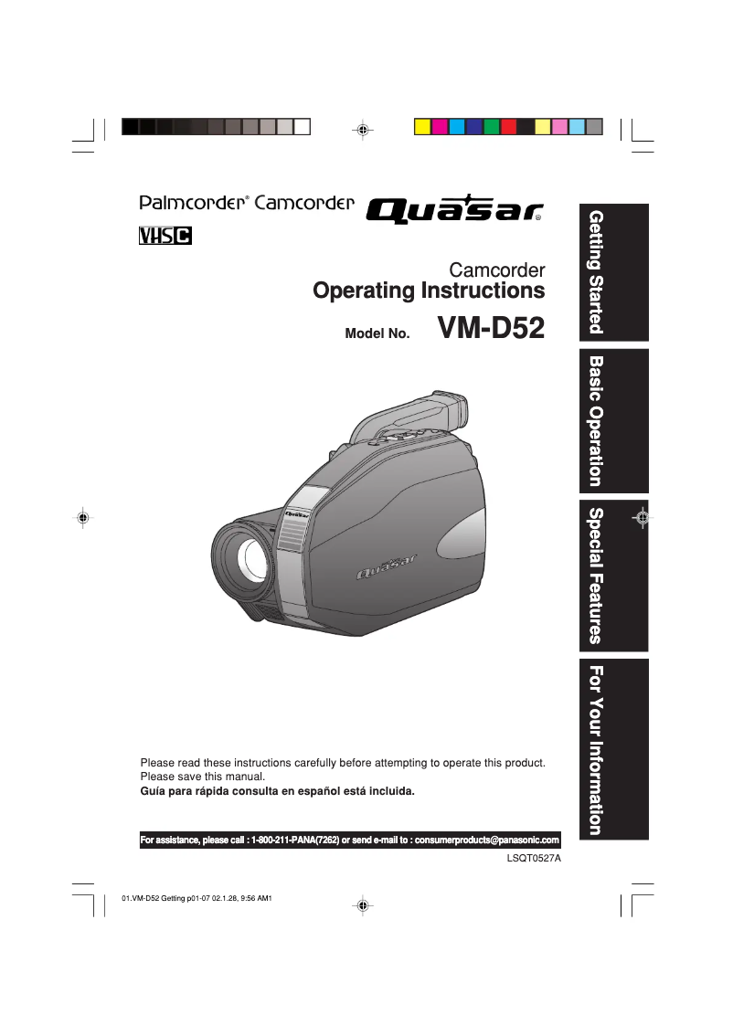 Page 1 de la notice Manuel utilisateur Panasonic VM-D52