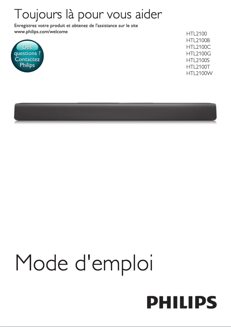 Page n°1 - Manuel utilisateur Philips HTL2100S