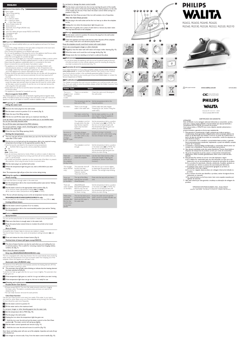 Imagen de la primera página del manual del dispositivo Walita RI2510