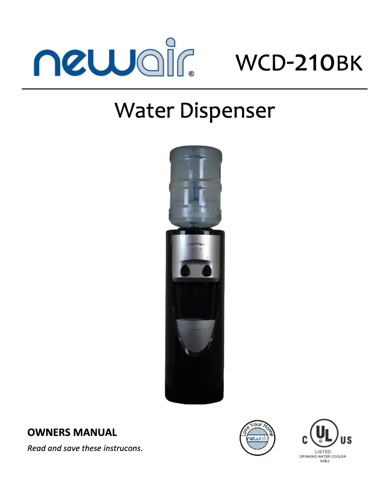 Page n°1 - Manuel utilisateur NewAir WCD-210BK