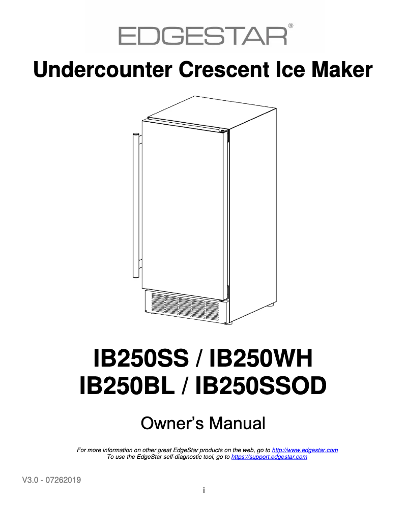Page 1 de la notice Manuel utilisateur EdgeStar IB250SSOD