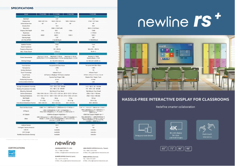 Page n°1 - Brochure Newline TT-7519RS