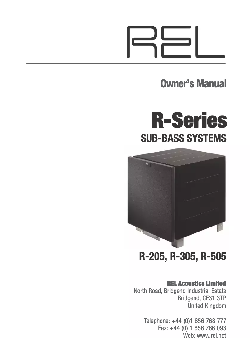 Page n°1 - Manuel utilisateur REL Acoustics R205
